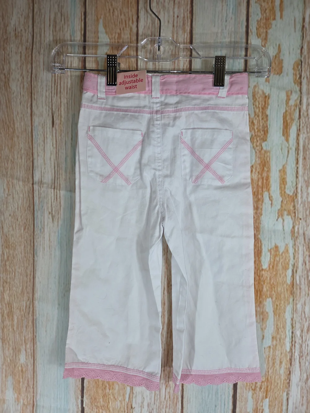 Copper Key 2 Piece Set White Tank Top & Pants w/Pink Trim & Multicolor Flower.